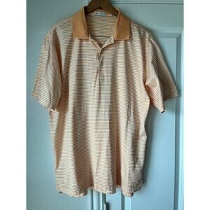 Peter Millar Mens L 100% Cotton Orange/White Striped Polo Roaring Fork Club Logo